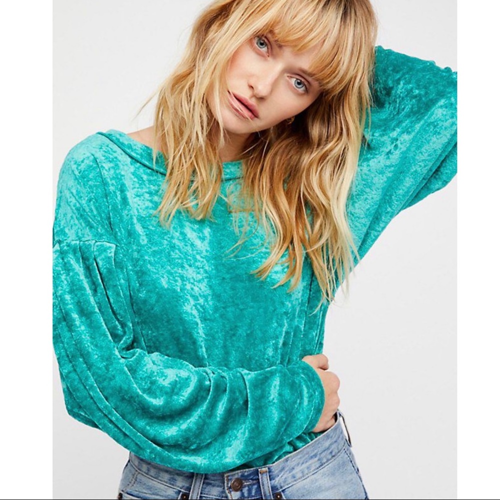 Free People Crushed Velvet Long Sleeve Top